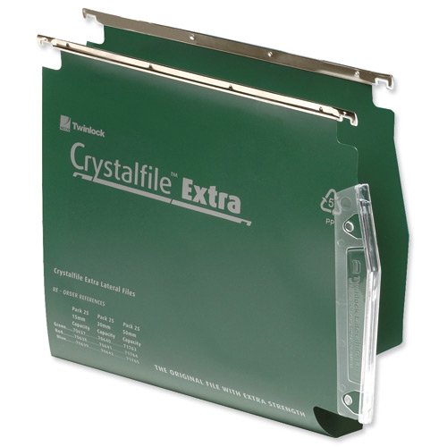 Rexel Crystalfile Extra 275 Lateral 50mm Green Files 71763 - Pack 25