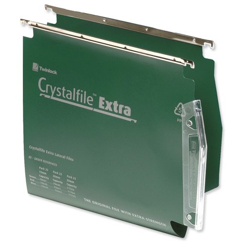Rexel Crystalfile Extra 275 Lateral Green Files 70637 - Pack 25