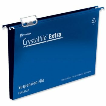 Rexel Crystalfile Extra Files Foolscap 30mm Blue 70633 - Pack 25