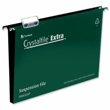 Rexel Crystalfile Extra Files Foolscap 30mm Green 70631 - Pack 25