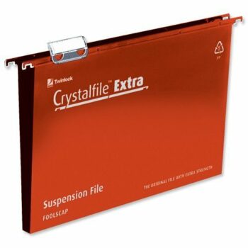Rexel Crystalfile Extra Files Foolscap 30mm Red 70632 - Pack 25