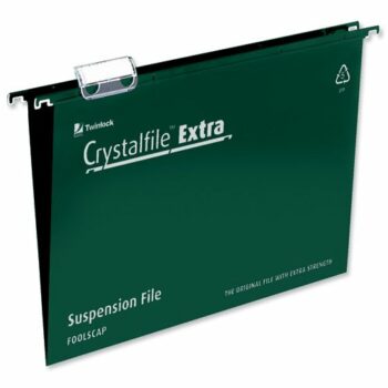 Rexel Crystalfile Extra Suspension Files Foolscap Green 70628 - Pack 25