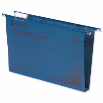 Rexel CrystalFile Foolscap Suspension Files Blue 30mm 70625 - Pack 50