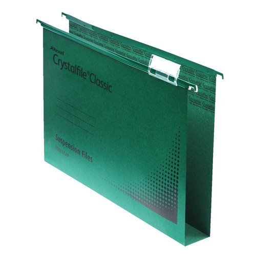 Rexel CrystalFile Foolscap Suspension Files Green 30mm 78041 - Pack 50