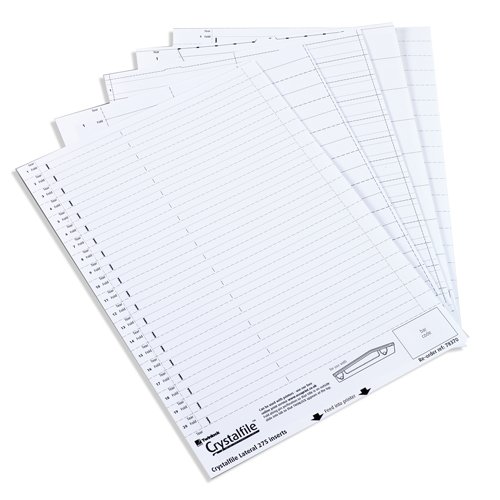 Rexel Crystalfile Lateral 275 Card Inserts White 78370 - Pack 50