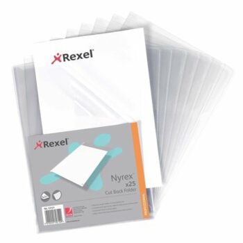 Rexel Nyrex Cut Back Folders Clear A4 12121 - Pack 25