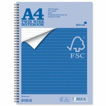 Silvine Everyday FSC Notebook Wire Ruled Margin Perf 160pp A4 FSCTW80 - Pack 5