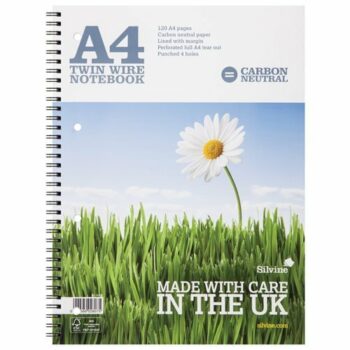 Silvine Notebook Carbon Neutral Perf Wire Punched 4 Holes 120pp A4 R302 - Pack 5