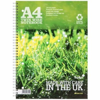 Silvine Premium Recycled Notebook Wire Ruled Margin 120pp A4+ R102 - Pack 5