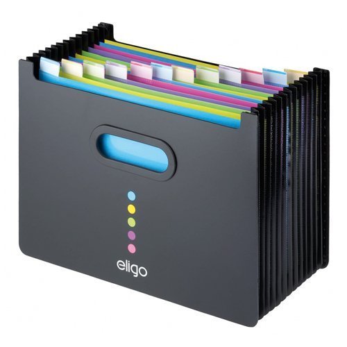 Snopake Eligo Desk Organiser File Polyprop 13-Part Landscape Black 15174