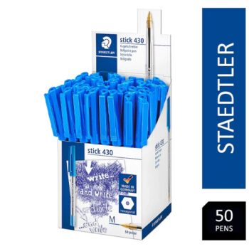 STAEDTLER 430 Stick Ballpoint Pen Medium Blue 430-M3CP50 - Pack 50