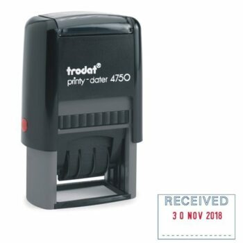 Trodat Printy 4750/L1 'RECEIVED' Self Inking Dater Stamp Red/Blue 64280