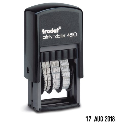 Trodat Printy 4810 Budget Mini Self Inking Dater Stamp Black 70169