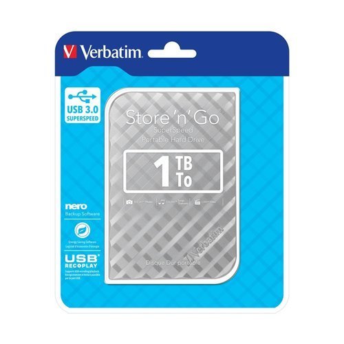 Verbatim Store n Go Portable Hard Drive 1TB Silver 53197