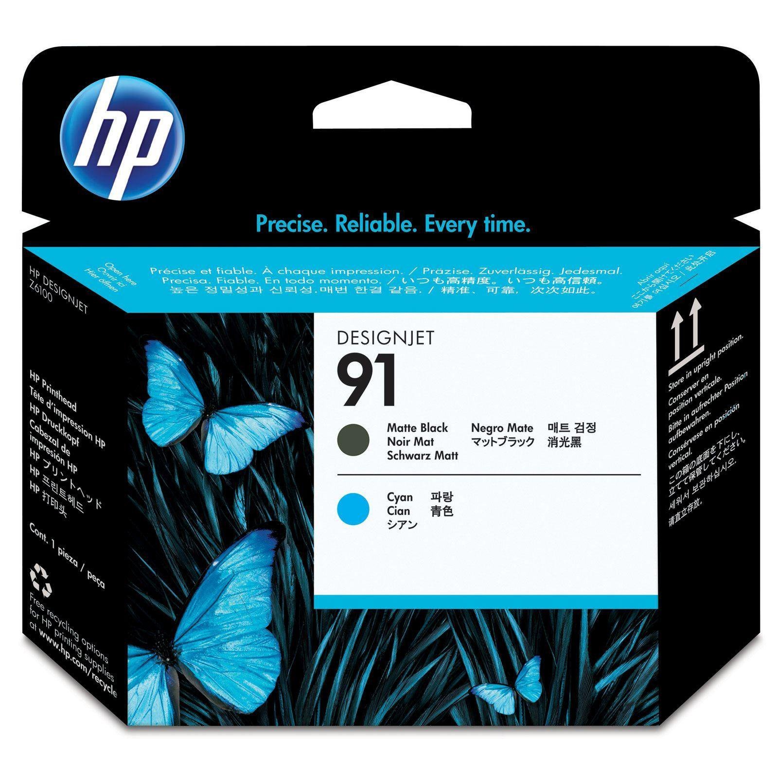 Hewlett Packard - HP Inkjet Printhead Matte Black / Cyan 91 C9460A