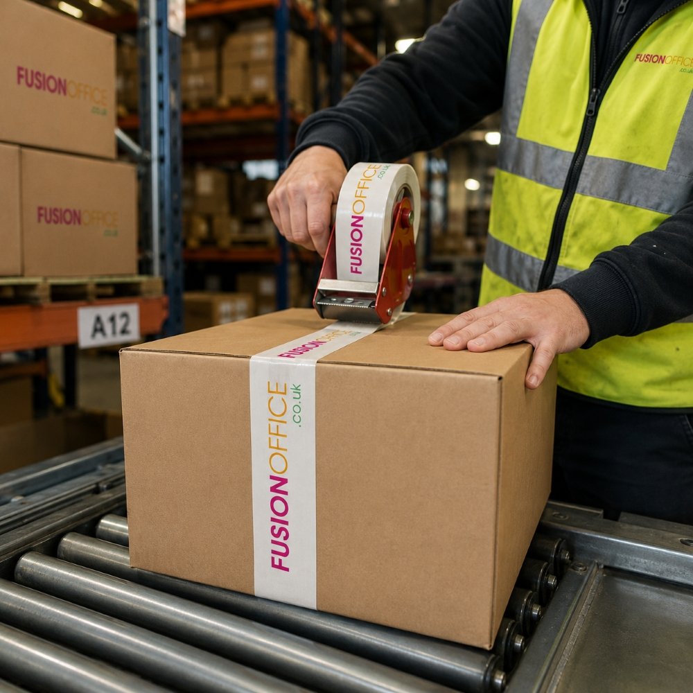 Custom Printed Packaging Tapes Polypropylene 50mm x 66m (50x66) - In Warehouse - Fusion Office Ltd Custom Printed Packaging Tapes Polypropylene 50mm x 66m (50x66) - In Warehouse - Fusion Office Ltd