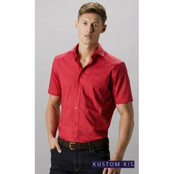 Kustom Kit Short Sleeve Tailored Poplin Shirt E913906 K141
