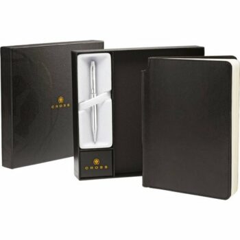 Cross Black Journal & Stratford Chrome Ball Pen Set E93502