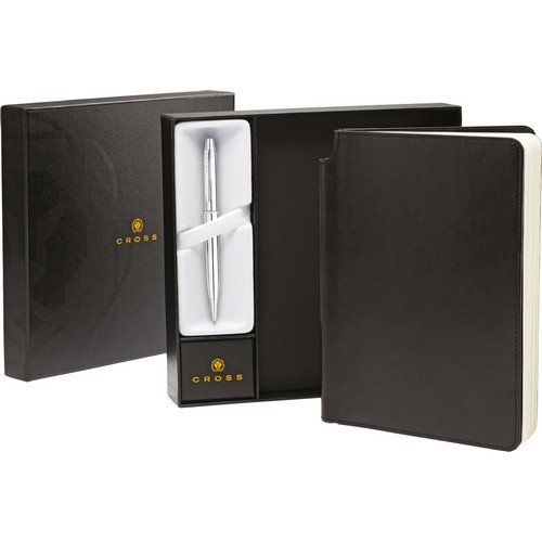 Cross Black Journal & Stratford Chrome Ball Pen Set E93502