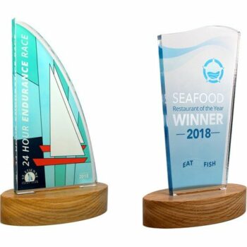 Bespoke Freestanding Acrylic Awards + Wood Base E94202