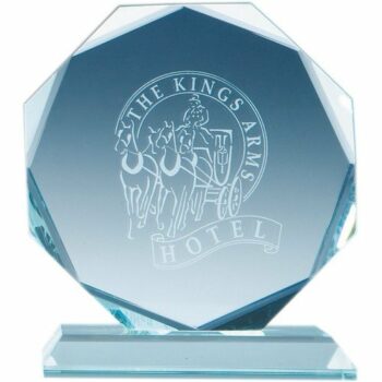 11.5cm Jade Glass Facetted Octagon Award E94301 [R78]