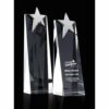 Medium Optical Crystal Tall Wedge Award +Chrome Star E94507