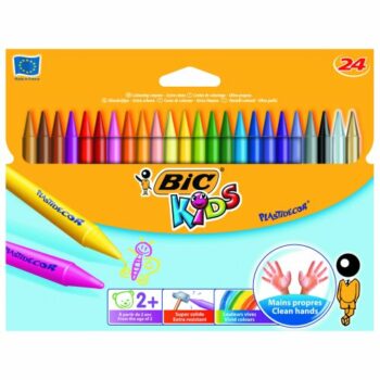 Explore the vibrant BIC KIDS Plastidecor Crayons in assorted colours perfect for creative projects and artistic expression. This pack of 24 crayons is ideal for children providing smooth and easy application on paper.