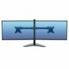 Enhance your workspace with the Fellowes Freestanding Dual Horizontal Monitor Arm 8043701 designed to support two monitors for optimal viewing and improved productivity. This adjustable monitor stand offers a sleek design and ergonomic benefits perfect for any office setup.