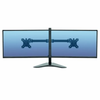 Enhance your workspace with the Fellowes Freestanding Dual Horizontal Monitor Arm 8043701 designed to support two monitors for optimal viewing and improved productivity. This adjustable monitor stand offers a sleek design and ergonomic benefits perfect for any office setup.