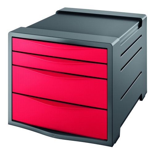 Discover the vibrant Rexel Choices Drawer Cabinet in striking red model 2115610 perfect for organising your office supplies with style and efficiency.
