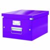 Discover the Leitz Medium Box in vibrant purple model 60440062 perfect for stylish storage solutions. This Click & Store box combines functionality with a modern design ideal for organising your workspace or home.