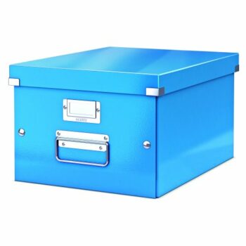 Discover the Leitz Medium Box in a vibrant blue perfect for stylish storage solutions. This Click & Store box (model 60440036) combines functionality with a modern design ideal for organising your workspace.