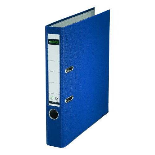 Shop the Leitz Mini Lever Arch Files in vibrant blue designed for A4 documents with durable PP covers. This pack of 10 is perfect for organising your paperwork efficiently.