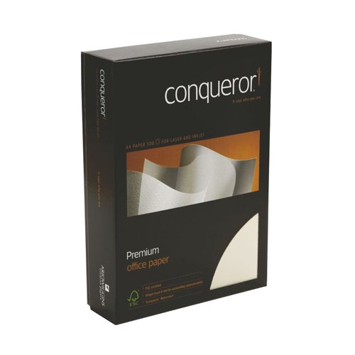 Shop Conqueror Laid Oyster Paper in A4 size 100gsm perfect for high-quality printing and professional presentations. Available in a bulk pack of 500 sheets this elegant paper adds a touch of sophistication to your documents.