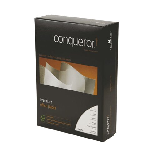 Shop Conqueror Laid Brilliant White Paper in A4 size 100gsm perfect for professional printing and high-quality presentations. This pack contains 500 sheets of premium paper ideal for all your business and creative needs.