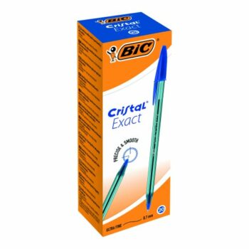 Shop the BIC Cristal Exact Blue Ball Pen (992605) in a convenient pack of 20 perfect for smooth writing and everyday use. Ideal for students and professionals alike these pens offer precision and reliability.