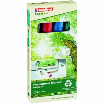 Shop the Edding 22 EcoLine Permanent Markers in assorted colours perfect for vibrant and long-lasting designs. This pack of 4 eco-friendly markers is ideal for artists and crafters looking to make a sustainable choice.