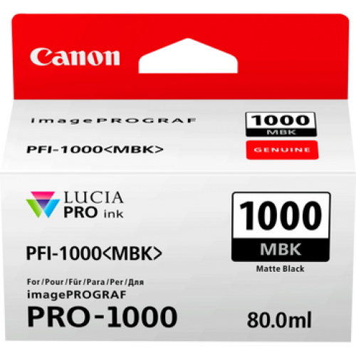 Canon Inkjet Cartridge Pfi 1000mbk Matte Black 80ml 0545c001 Fusion Office
