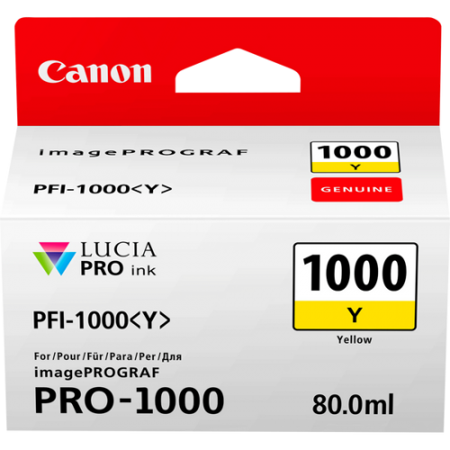Canon Inkjet Cartridge Pfi 1000y Yellow 80ml 0549c001 Fusion Office