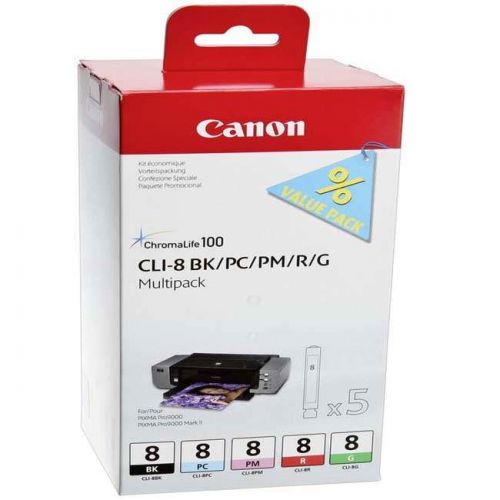 Canon Inkjet Cartridges Cli 8 Bk Pc Pm R G Photo 5x13ml Multipack 0620b027 Fusion Office