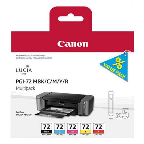 Canon Inkjet Cartridges Pgi 72mbk C M Y R Colour Multipack 6402b009 Fusion Office