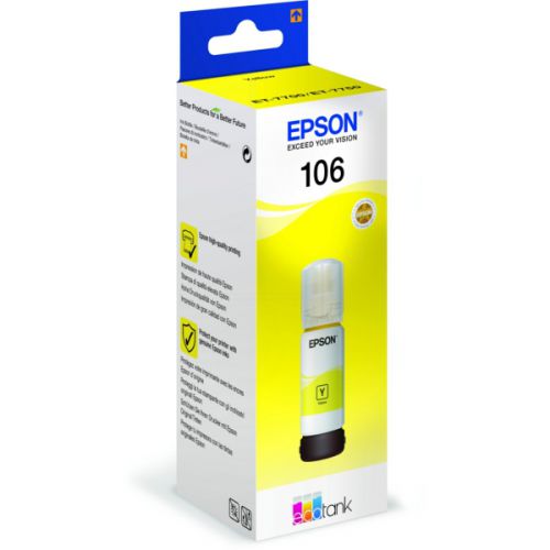 Epson Inkjet Cartridge 106 Ecotank Yellow 70ml C13t00r440 Fusion Office