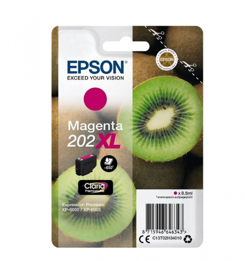 Epson Inkjet Cartridge 202xl Magenta 85ml C13t02h34010 Kiwi Fusion Office