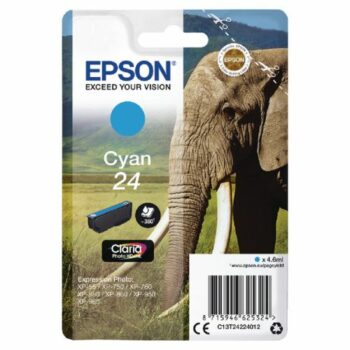 Epson Inkjet Cartridge 24 Cyan 5ml C13t24224012 Elephant Fusion Office