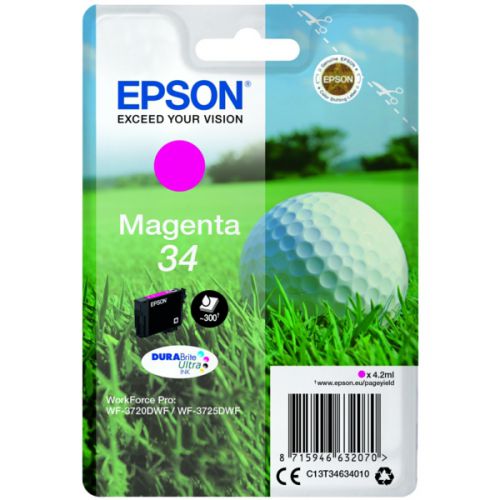 Epson Inkjet Cartridge 34 Magenta 4ml C13t34634010 Golf Ball Fusion Office
