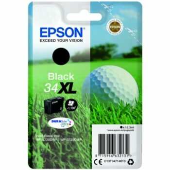 Epson Inkjet Cartridge 34xl Black 16ml C13t34714010 Golf Ball Fusion Office