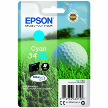 Epson Inkjet Cartridge 34xl Cyan 11ml C13t34724010 Golf Ball Fusion Office