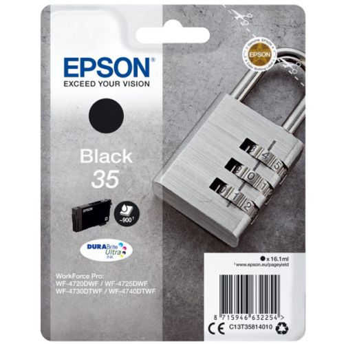 Epson Inkjet Cartridge 35 Black 16ml C13t35814010 Padlock Fusion Office