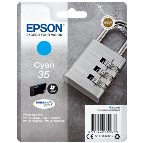 Epson Inkjet Cartridge 35 Cyan 9ml C13t35824010 Padlock Fusion Office
