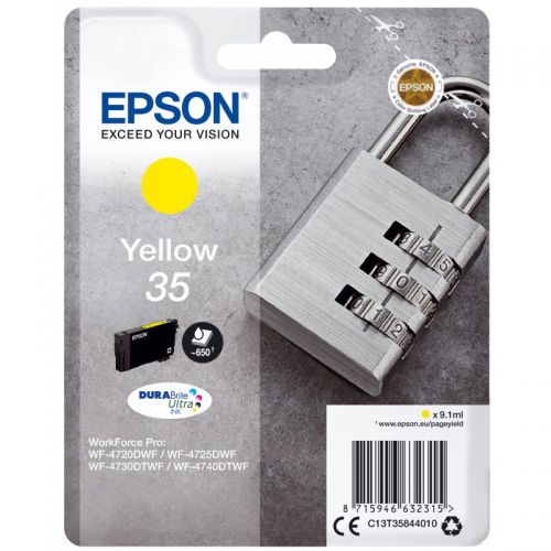 Epson Inkjet Cartridge 35 Yellow 9ml C13t35844010 Padlock Fusion Office